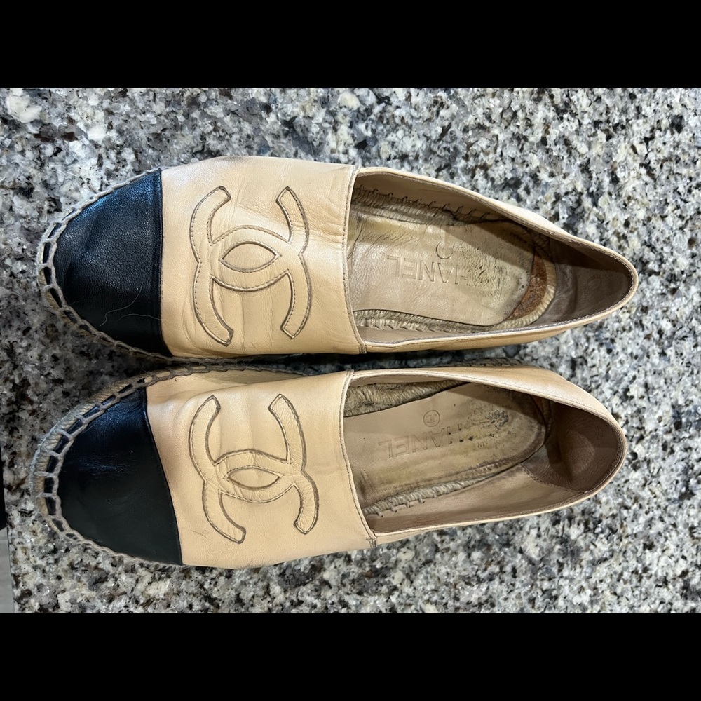 Chanel Black and Tan Espadrilles